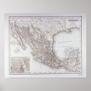 Poster Carte du Mexique