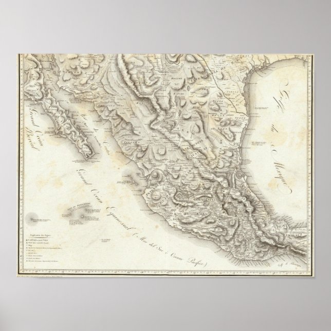 Poster Carte du Mexique (Devant)