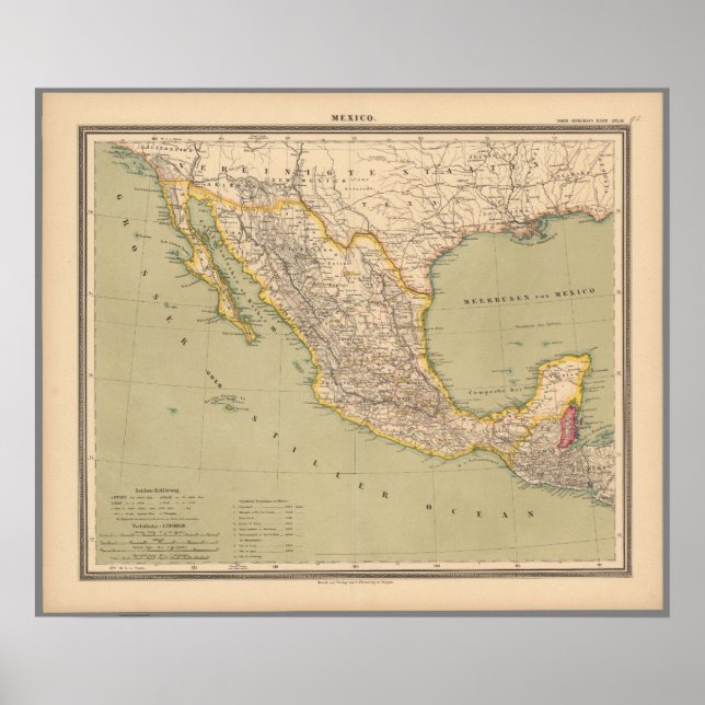 Poster Carte du Mexique (Devant)