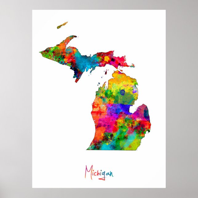 Poster Carte du Michigan (Devant)