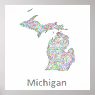 Poster Carte du Michigan