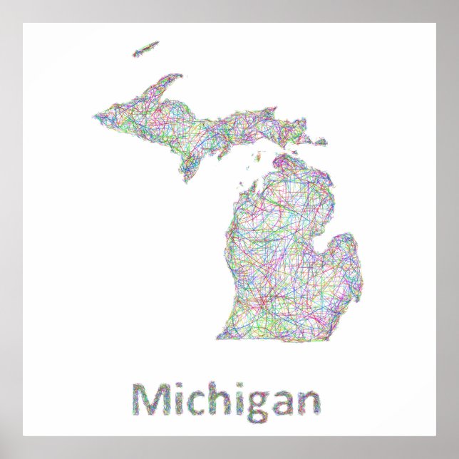 Poster Carte du Michigan (Devant)