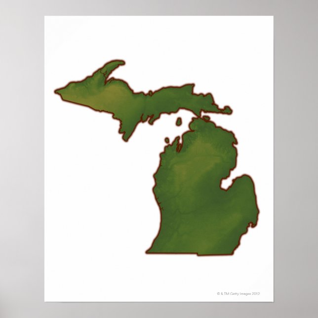 Poster Carte du Michigan 4 (Devant)