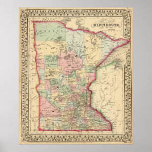 Poster Carte du Minnesota par Mitchell