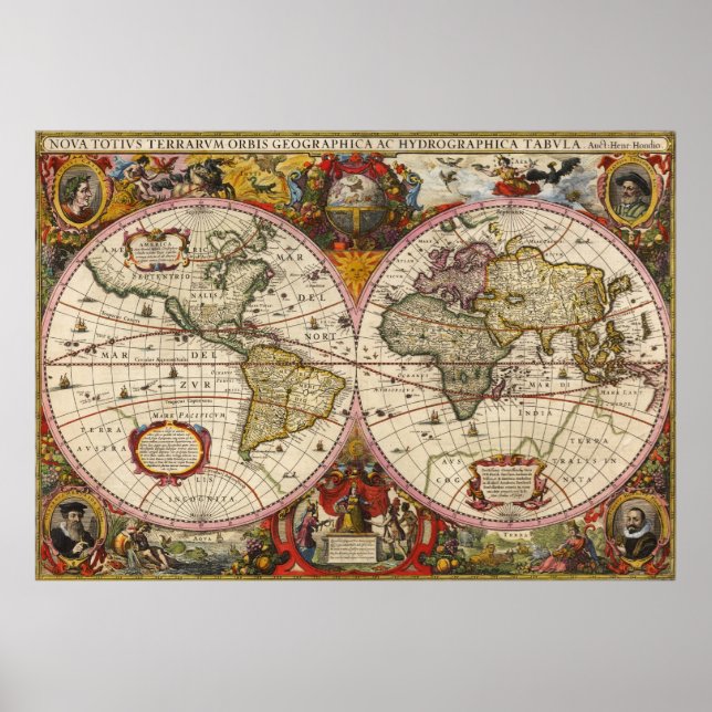 Poster Carte du monde 1630 (Devant)