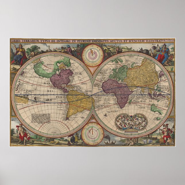 Poster Carte du monde 1657 (Devant)