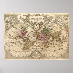 Poster Carte du monde 1775