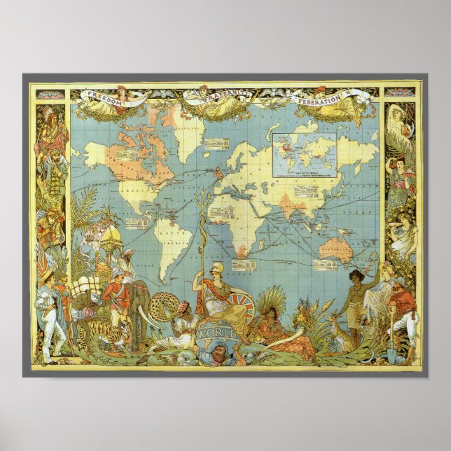 Poster Carte du monde antique de l'Empire britannique, 18 (Devant)