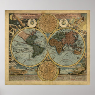 Poster Carte du monde antique par Johann Baptist Homann, 