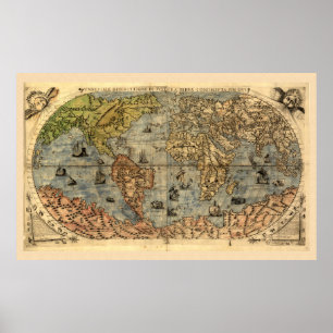 Poster Carte du monde Atlas historique Vintage