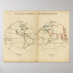 Poster Carte du monde avec tropiques