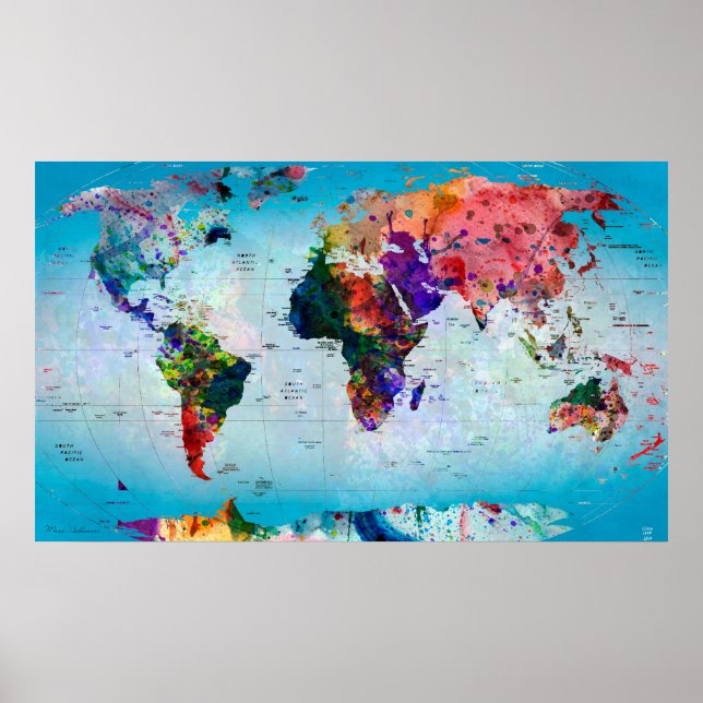 Poster Carte du monde Blue Globe (Devant)