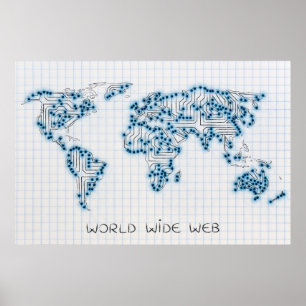 Poster Carte du monde   Circuits électroniques de micropu