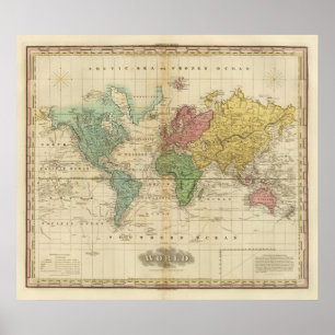 Poster Carte du monde colorée