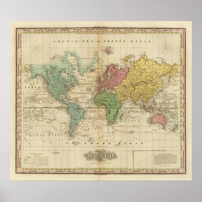 Poster Carte du monde colorée (Devant)