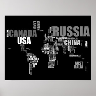 Poster Carte du monde dans les mots