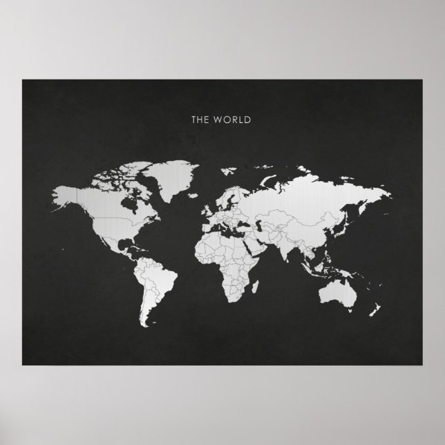 Poster Carte du monde d'argent (Devant)