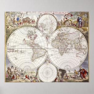 Poster Carte du monde d'Atlas Maior