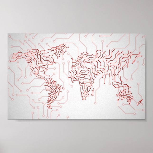 Poster Carte du monde de la carte de circuits (Devant)