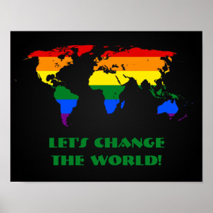 Poster Carte du monde de la fierté arc-en-ciel LGBT