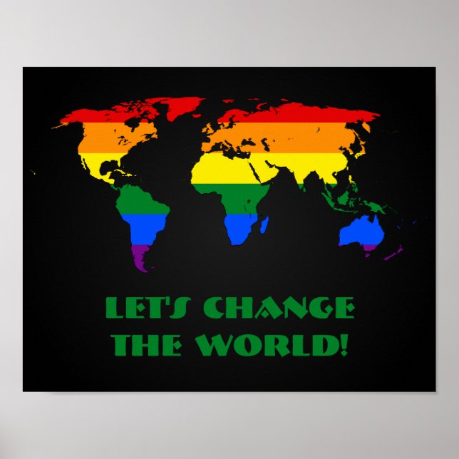 Poster Carte du monde de la fierté arc-en-ciel LGBT (Devant)