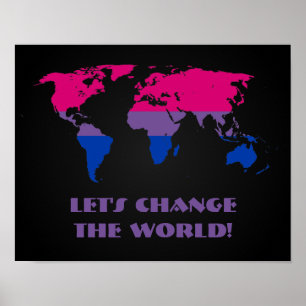 Poster Carte du monde de la fierté bisexuelle mapposter