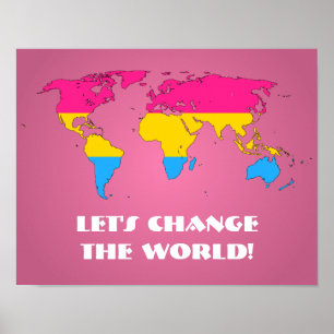 Poster Carte du monde de la fierté pansexuelle