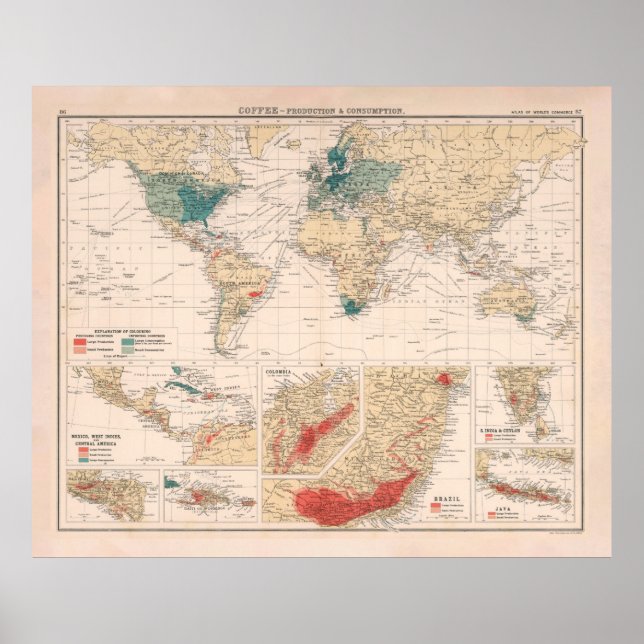 Poster Carte du monde de l'agriculture et de la consommat (Devant)