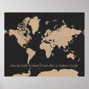 Poster Carte du monde de l'amour et de la distance person