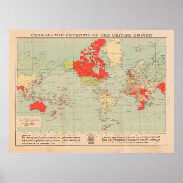 Poster Carte du monde de l'ancien Empire britannique (192 (Devant)