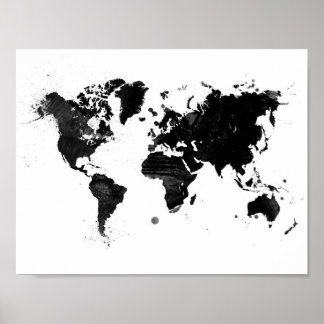 Poster Carte du monde de l'aquarelle