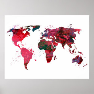 Poster Carte du monde de l'art Abstrait