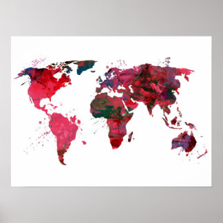 Poster Carte du monde de l'art Abstrait