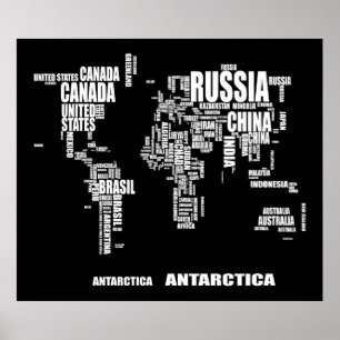 Poster Carte du monde de typographie