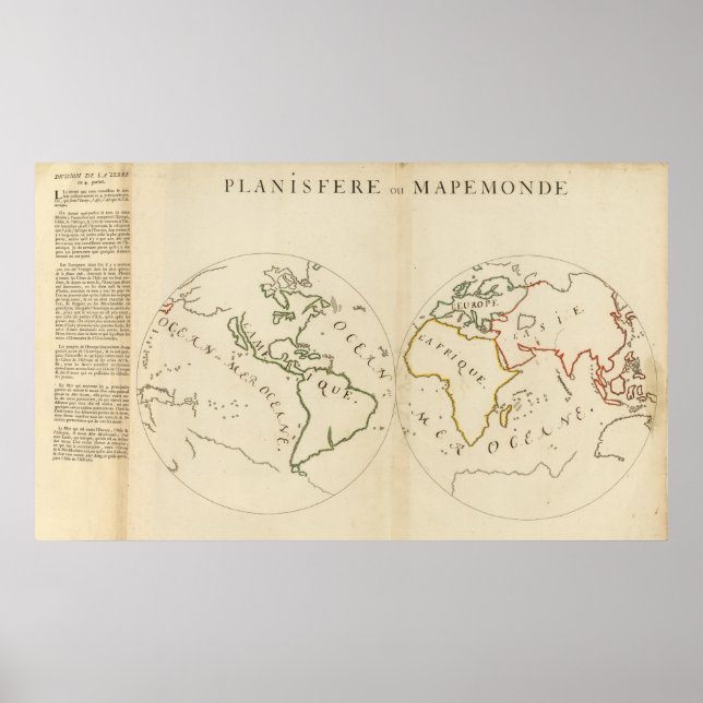 Poster Carte du monde en 4 parties (Devant)
