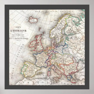 Poster Carte du monde historique médiéval antique