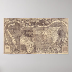 Poster Carte du monde Martin Waldseemuller 1507