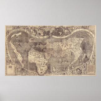 Poster Carte du monde Martin Waldseemuller 1507