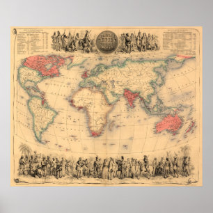 Poster Carte du monde montrant l'Empire britannique