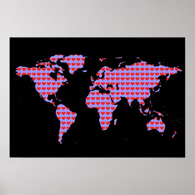 Poster carte du monde - motif d'amour (Devant)