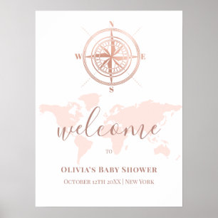 Poster Carte du monde neutre Accueil Baby shower de voyag