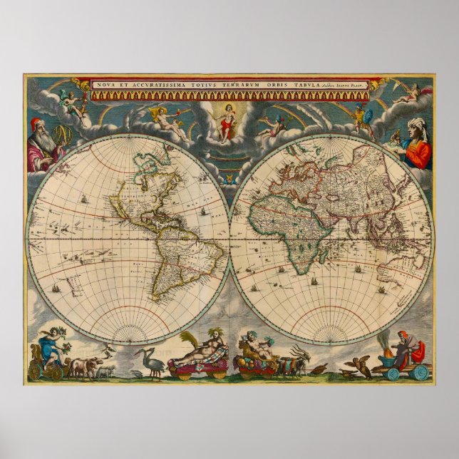 Poster Carte du monde Nova Totius Terrarum Orbis Tabula (Devant)
