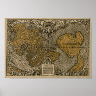 Poster Carte du monde Oronce Fine 1531