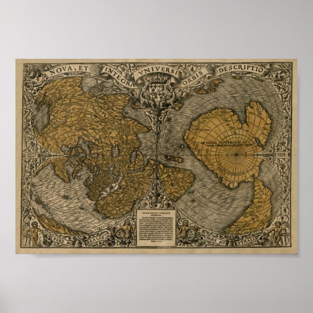 Poster Carte du monde Oronce Fine 1531 (Devant)