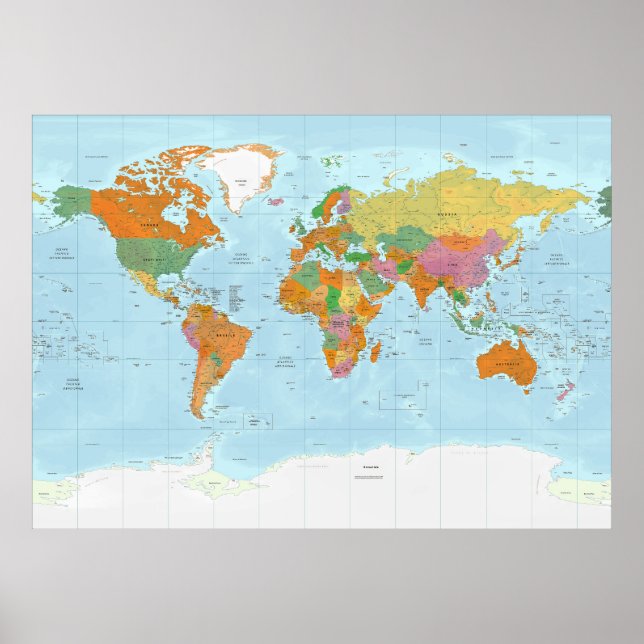 Poster Carte du monde politique Langue italienne (Devant)