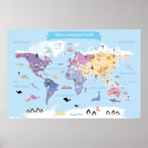 Carte du monde pour enfants doux et joyeux avec il