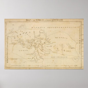 Poster Carte du monde selon Strabo