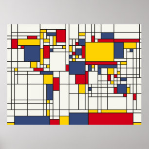 Poster Carte du monde Style Abstrait Mondrian