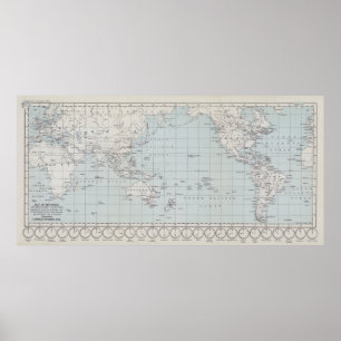Poster Carte du monde sur la projection de Mercator