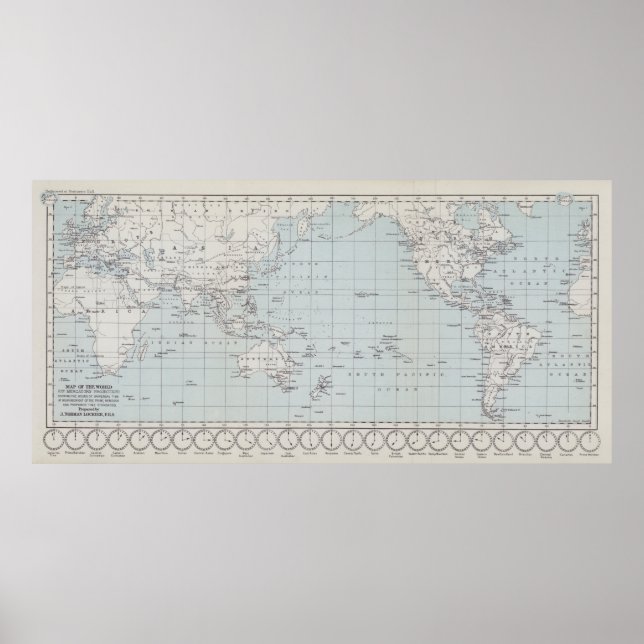 Poster Carte du monde sur la projection de Mercator (Devant)